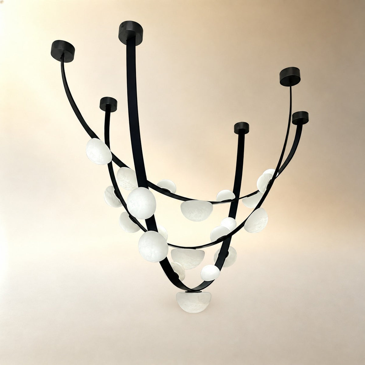 Dew Drops Alabaster LED Chandelier – Black White Warm Light