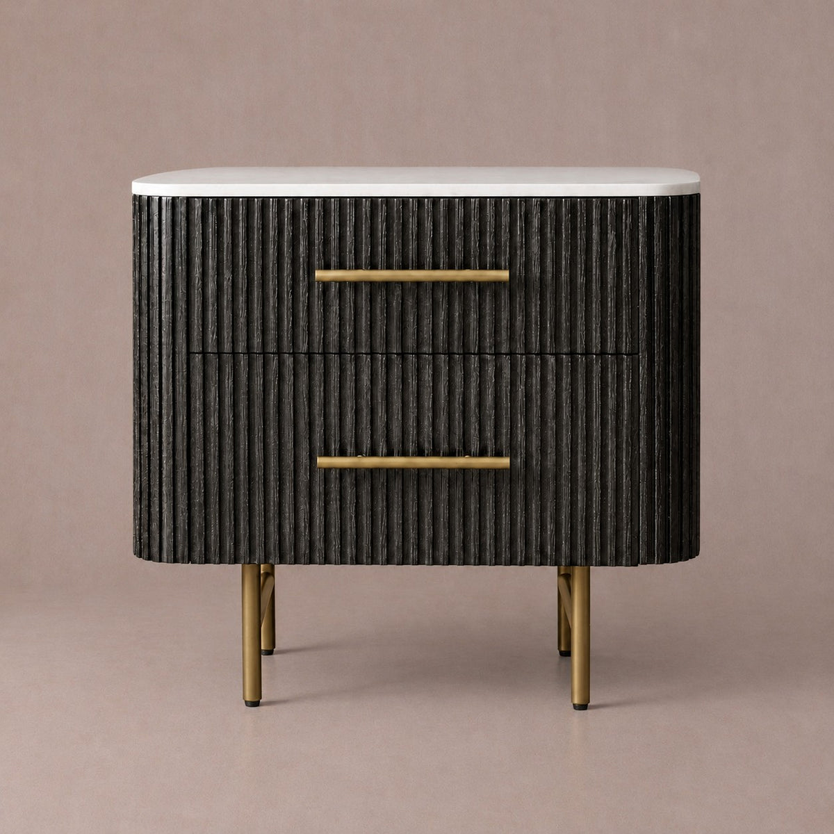 Double Drawer Bedside Chest with Stone Top