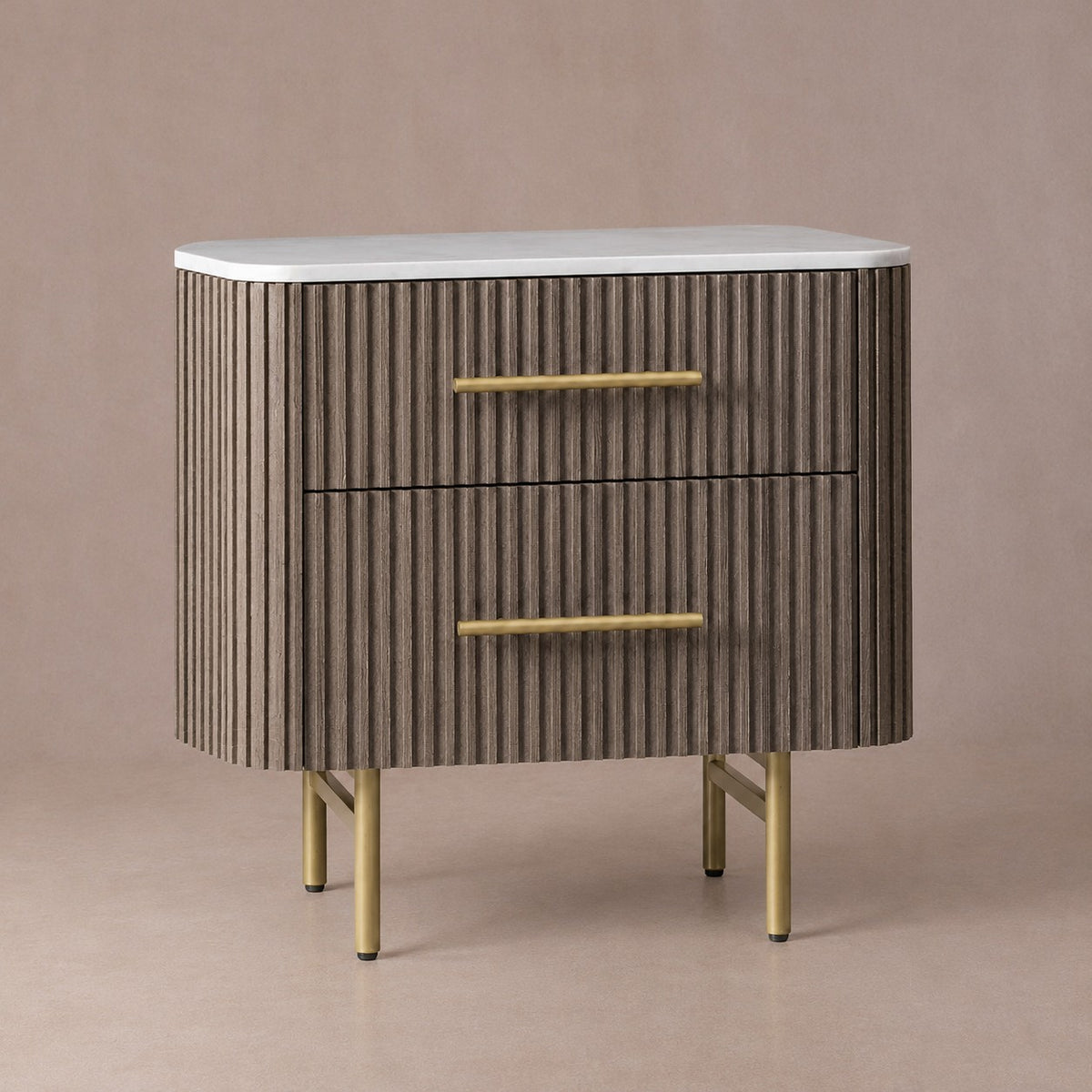 Double Drawer Bedside Chest with Stone Top