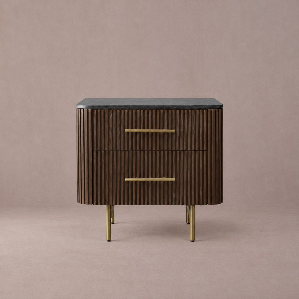 Double Drawer Bedside Chest with Stone Top