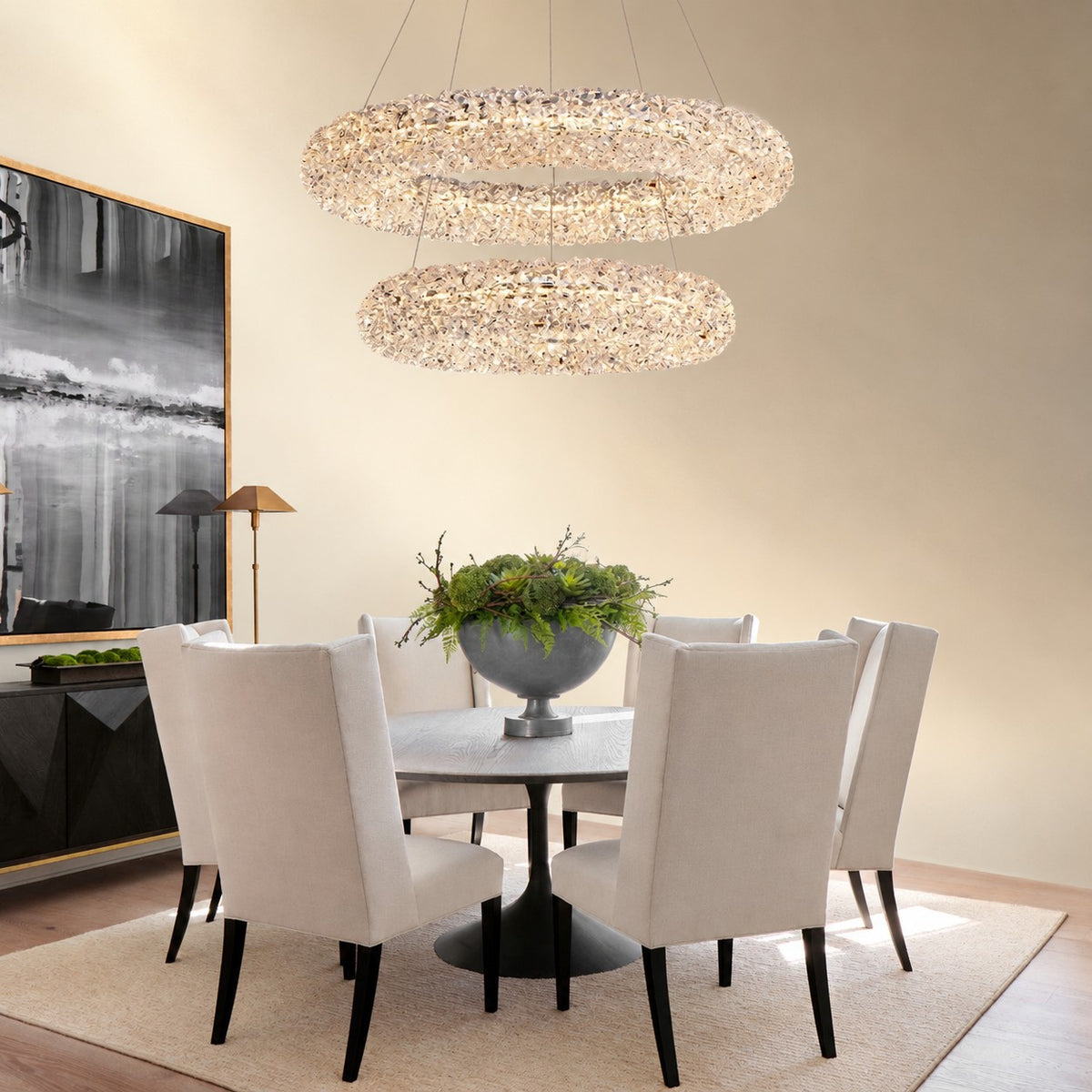 Elmior Halo Crystal Chandelier 31.5"