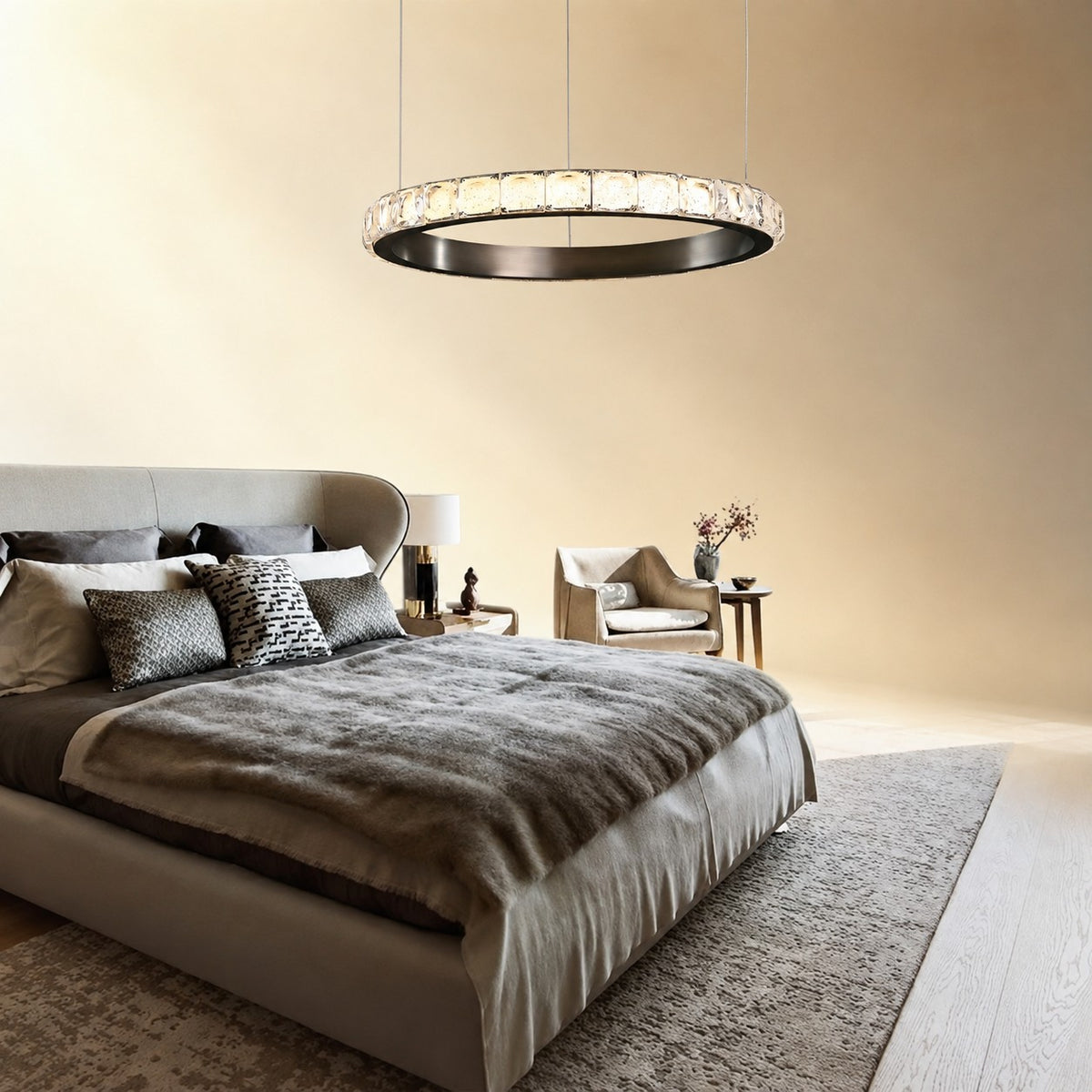 Evelan Single-Ring Crystal Chandelier