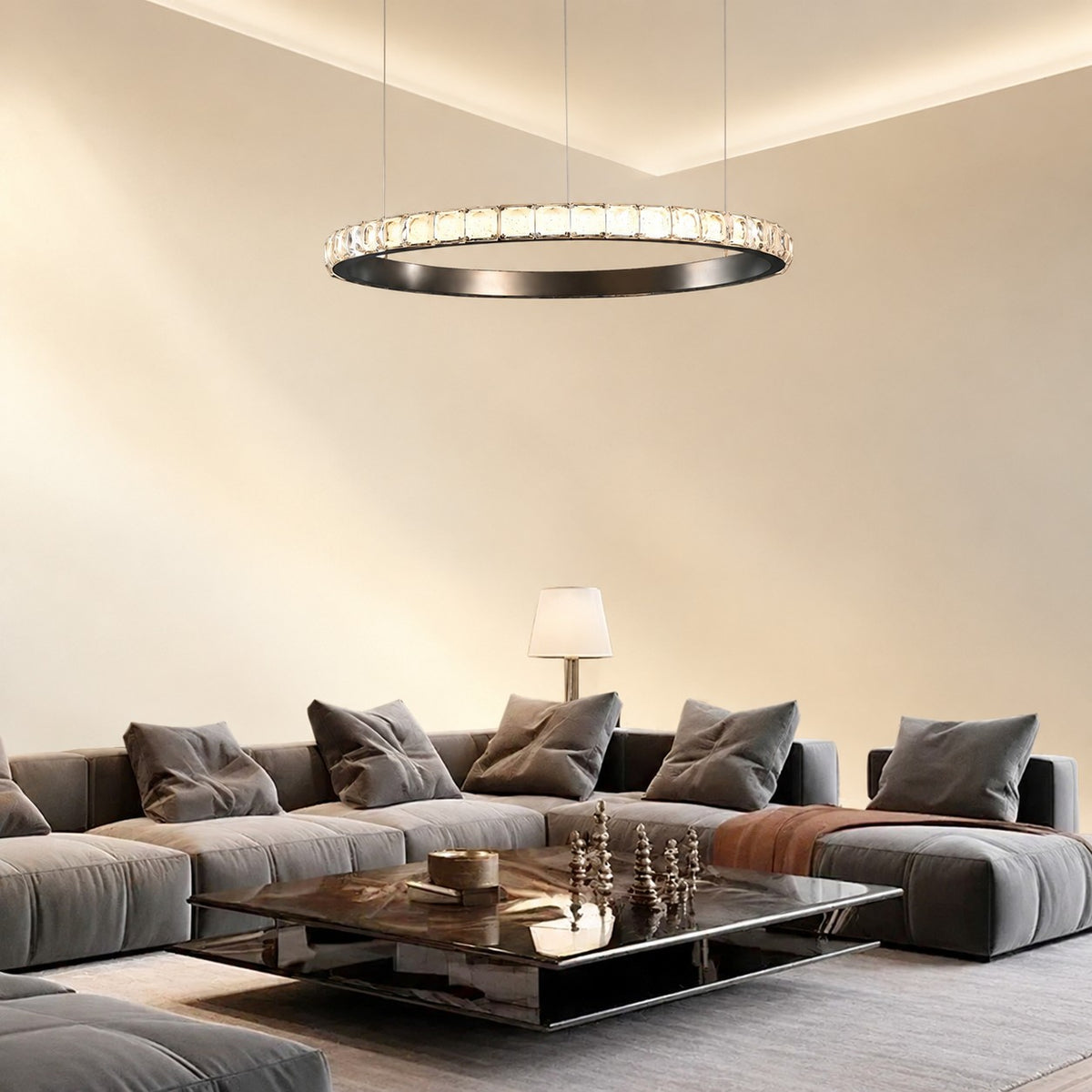 Evelan Single-Ring Crystal Chandelier
