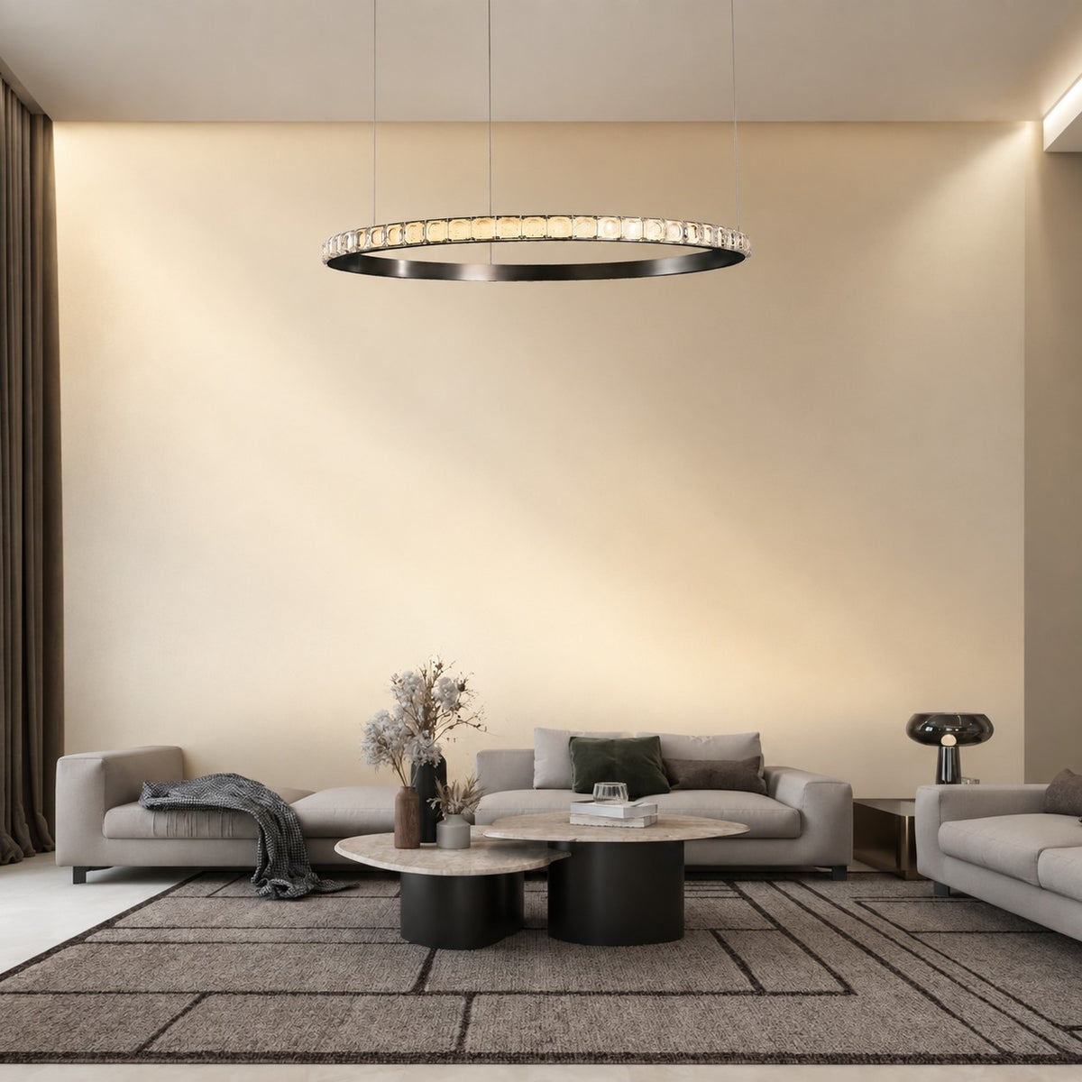Evelan Single-Ring Crystal Chandelier