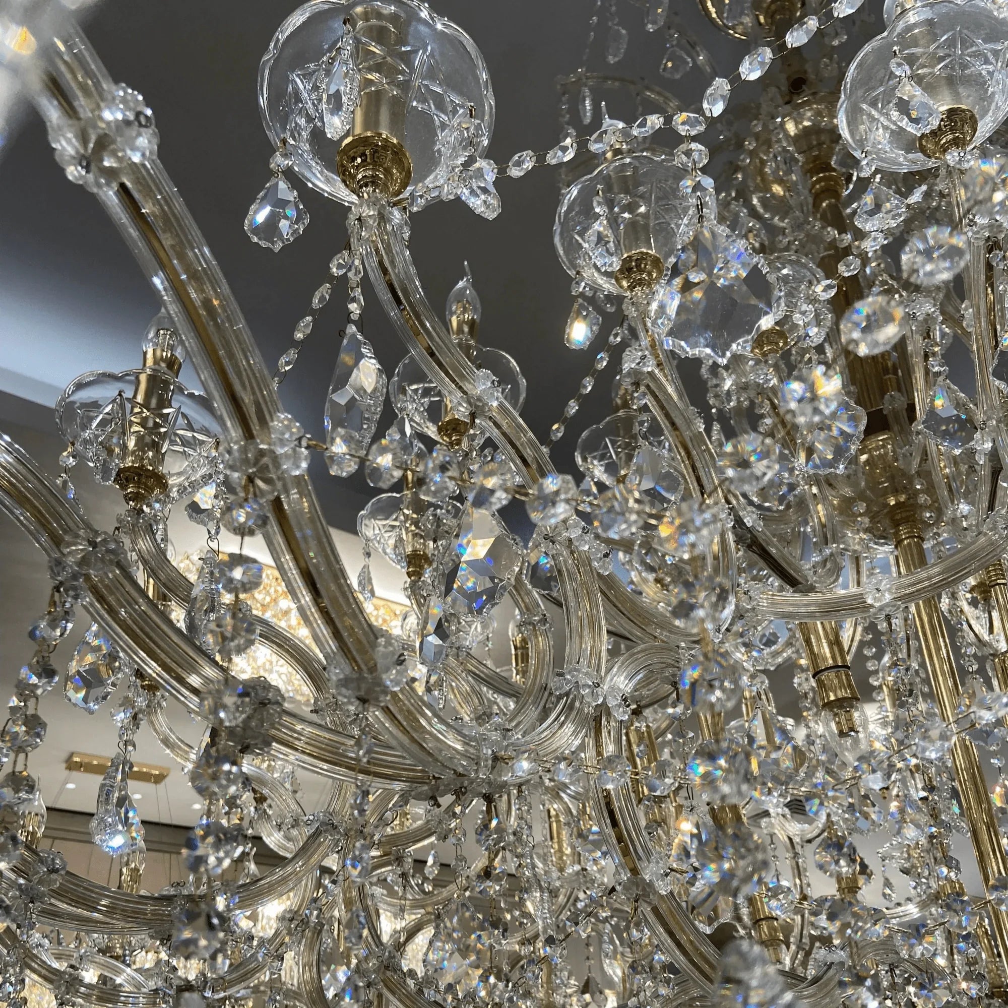 Extra Large Elegant Crystal Chandelier in Branch Style with Candle Layers for Stairs Living Room and Foyer