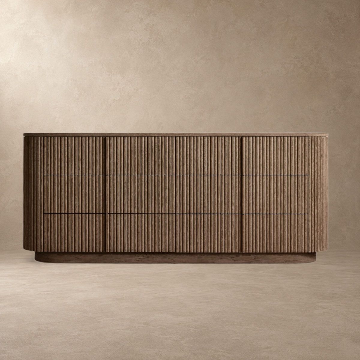 Reeded Oak Dresser with Curved Contours