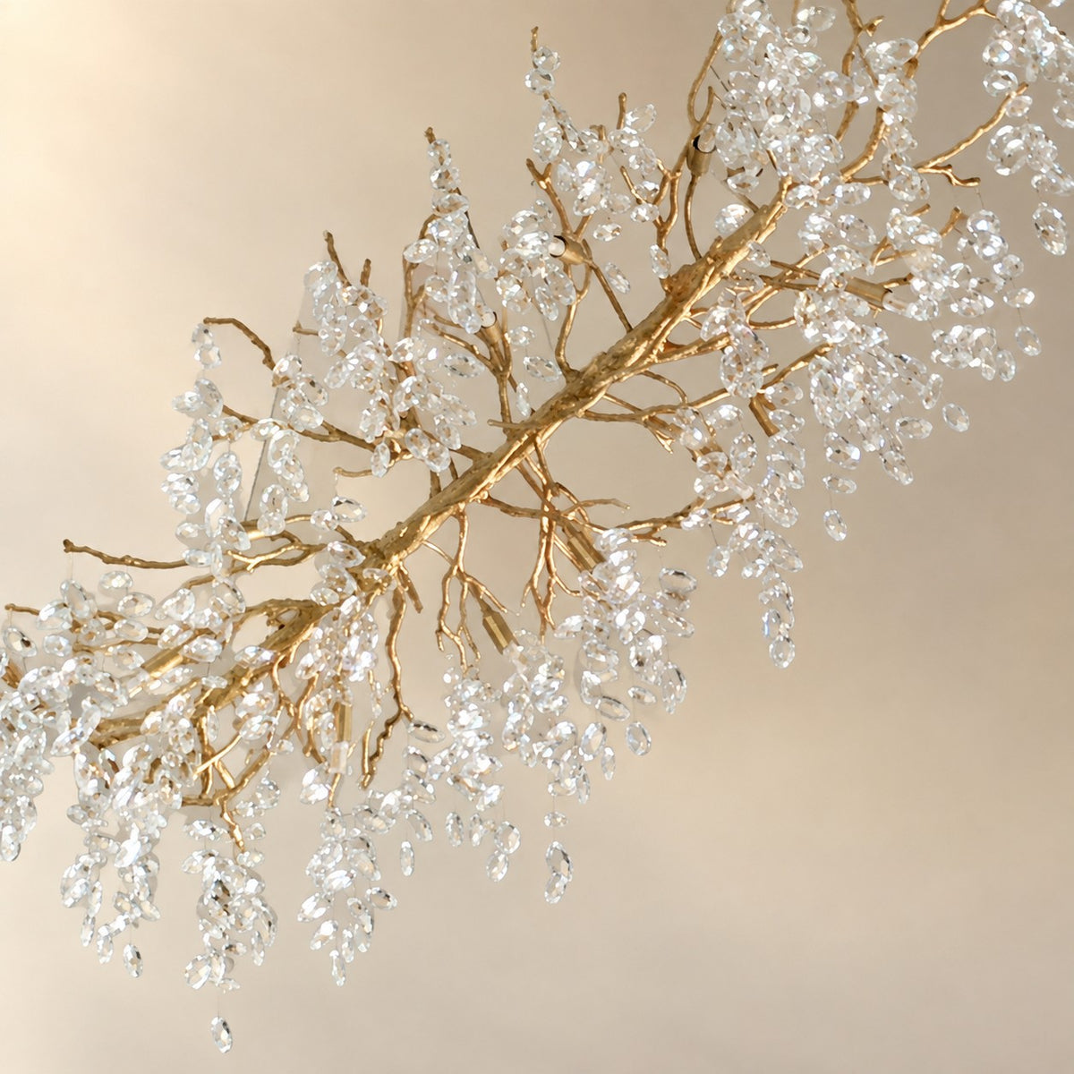 French Branch Crystal Chandelier with Elegant Crystal Leaves