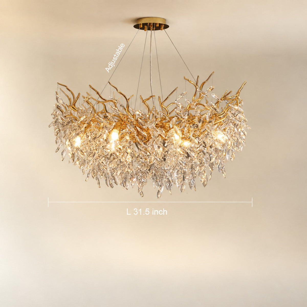 French Branch Crystal Chandelier with Elegant Crystal Leaves