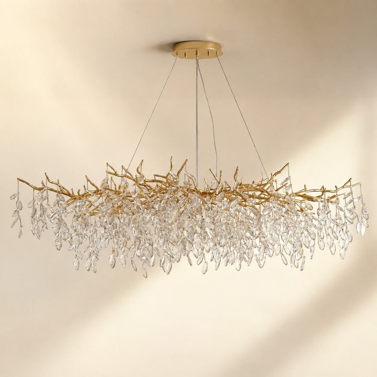 French Branch Crystal Chandelier with Elegant Crystal Leaves