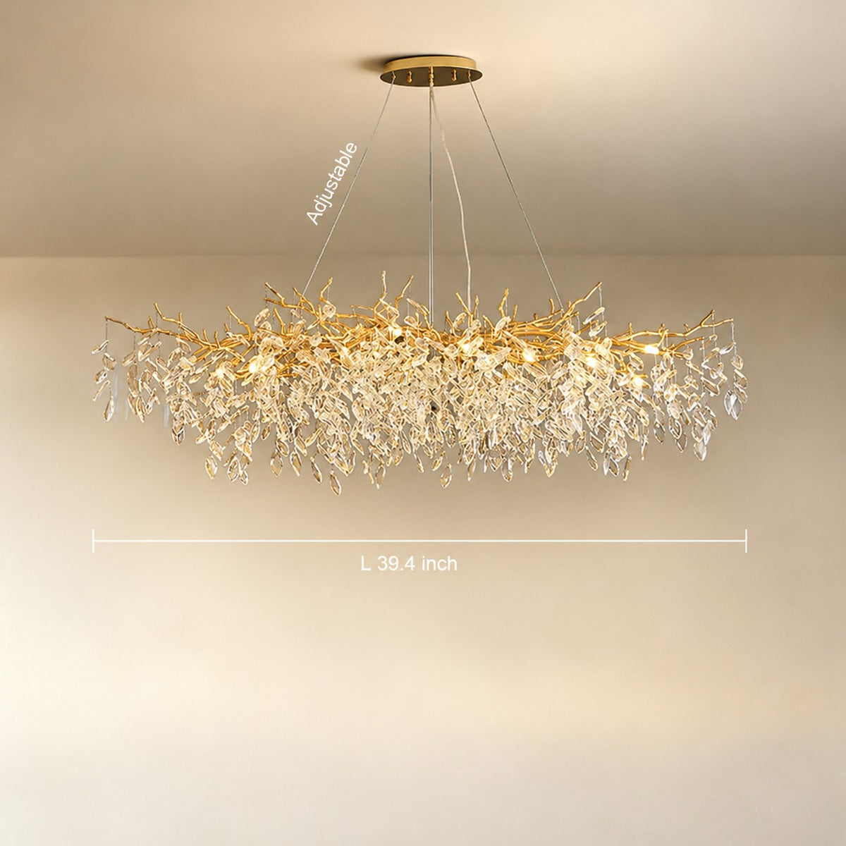 French Branch Crystal Chandelier with Elegant Crystal Leaves