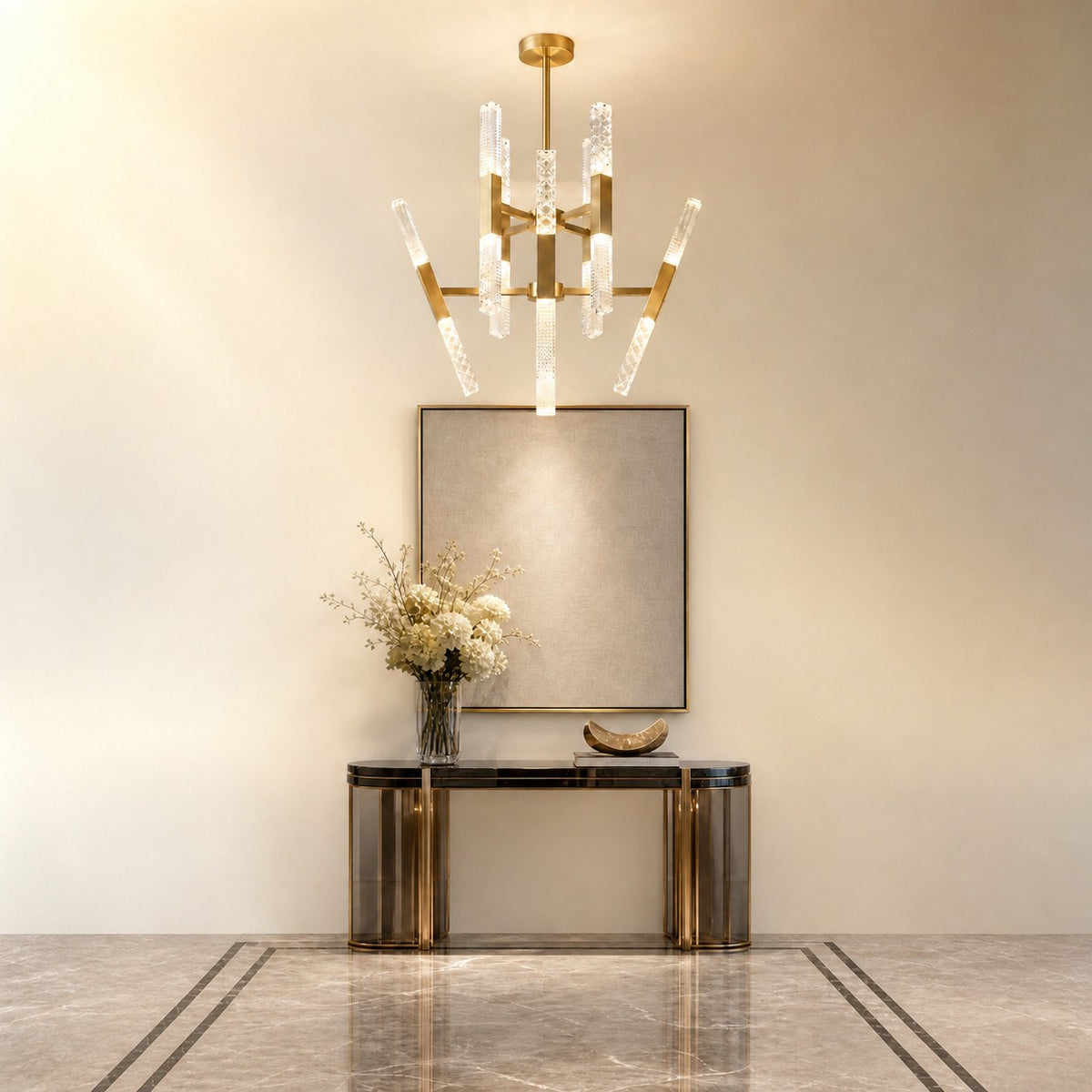 Galrin Crystal Glass Pendant Light 27.8"