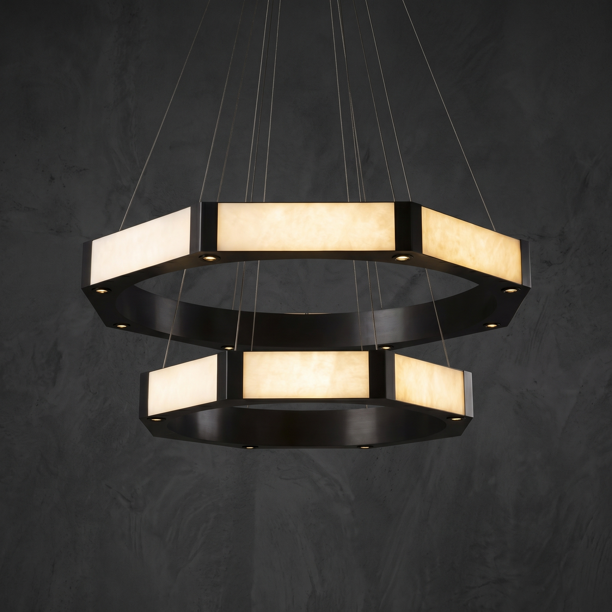 Oroen Hexagonal Black Ring Chandelier