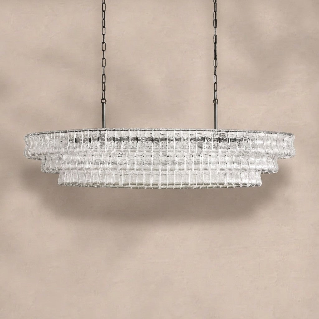 Ghiaccio Glass Oval Chandelier 54''65''