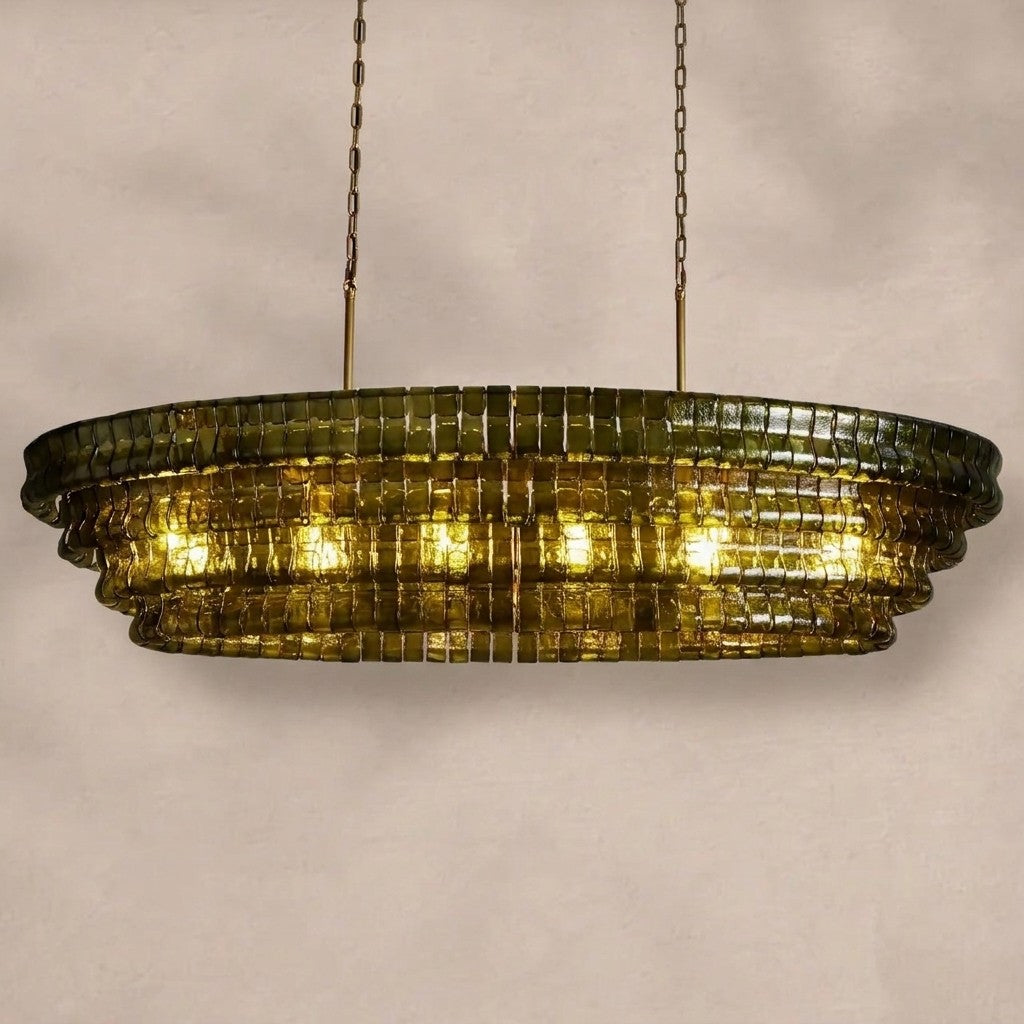 Ghiaccio Glass Oval Chandelier 54''65''