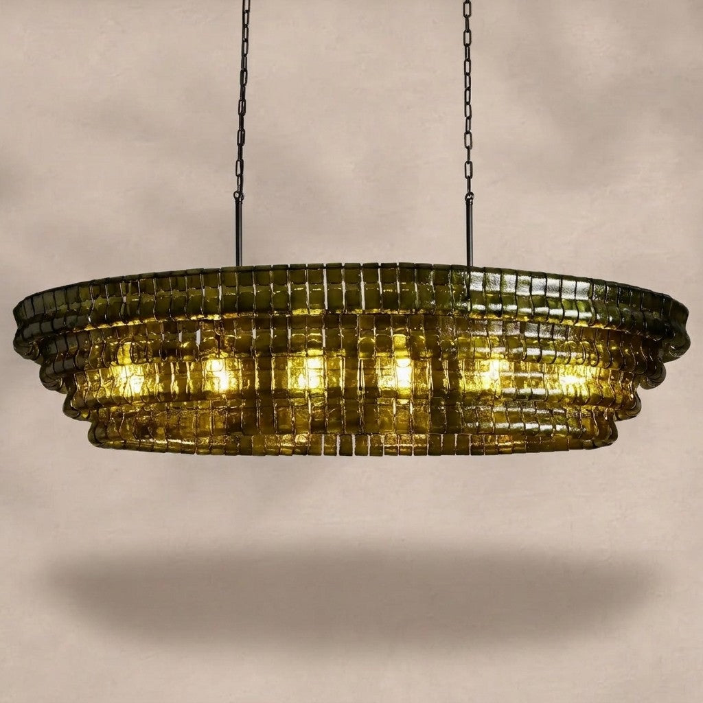 Ghiaccio Glass Oval Chandelier 54''65''