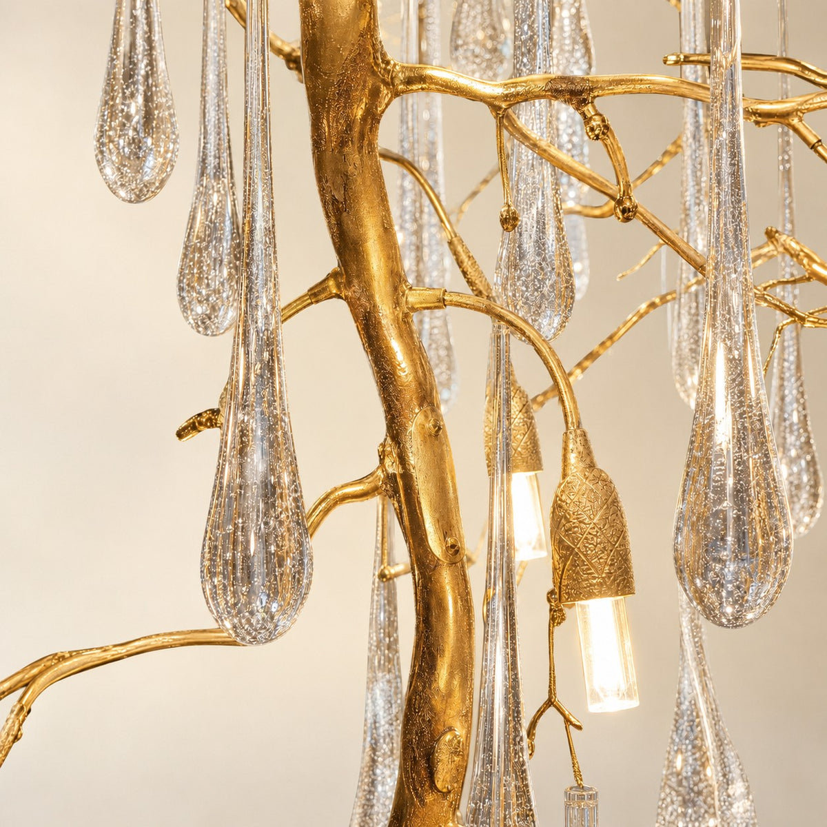Gold Tiered Crystal Cascading Chandelier for High Ceilings
