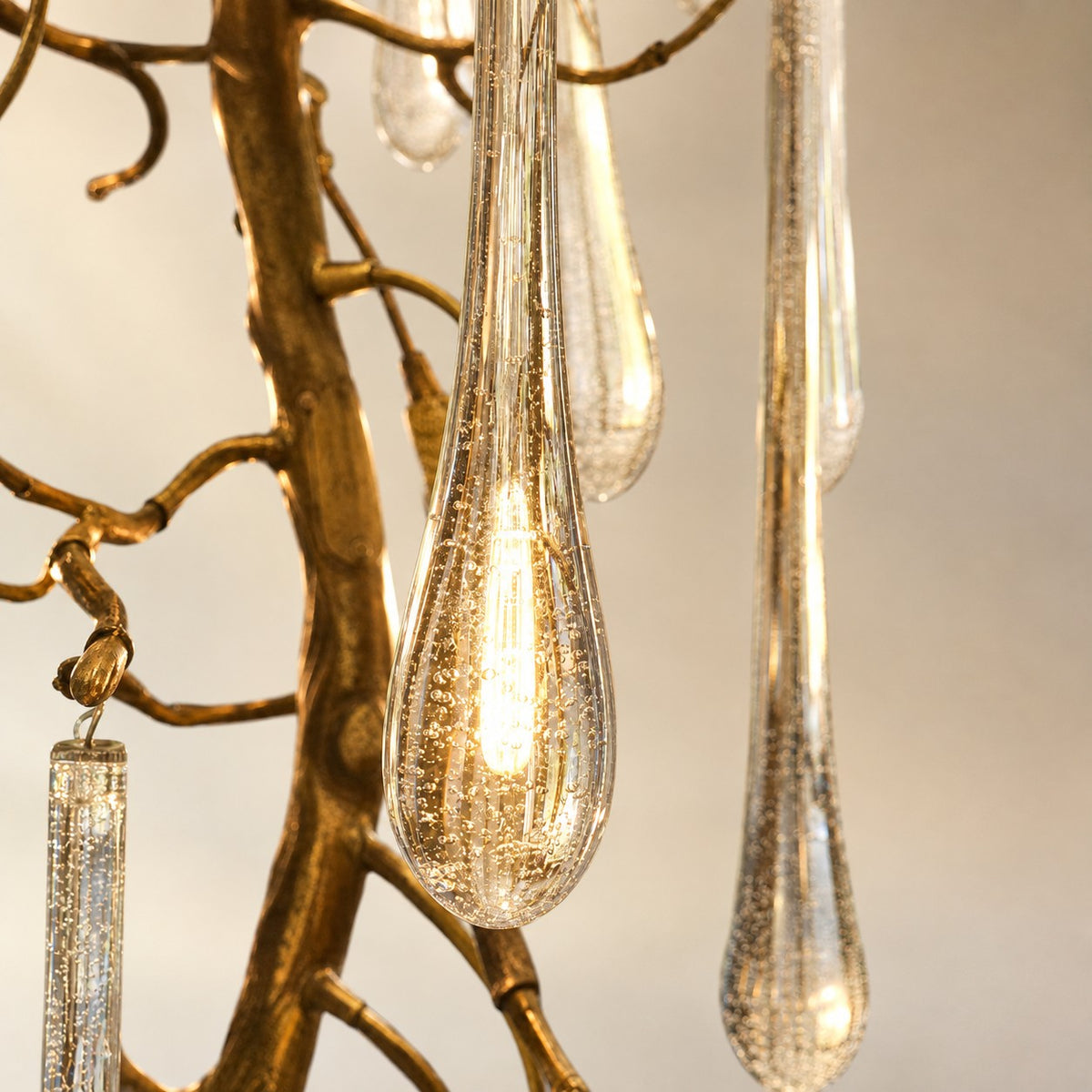 Gold Tiered Crystal Cascading Chandelier for High Ceilings