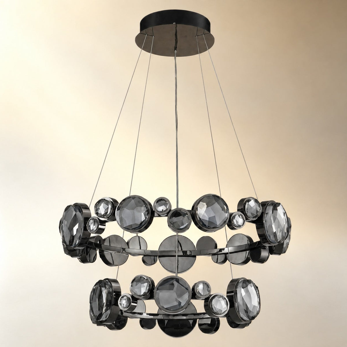 Gwevin Two Ring Modern Crystal Chandelier