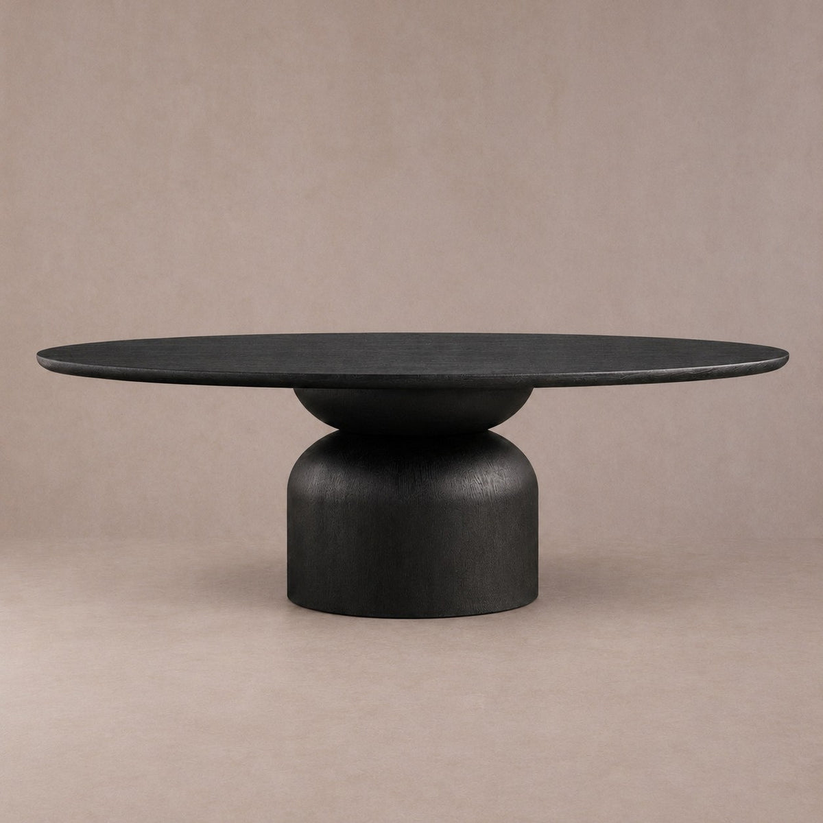 Hand-Sculpted Modern Oval Oak Dining Table