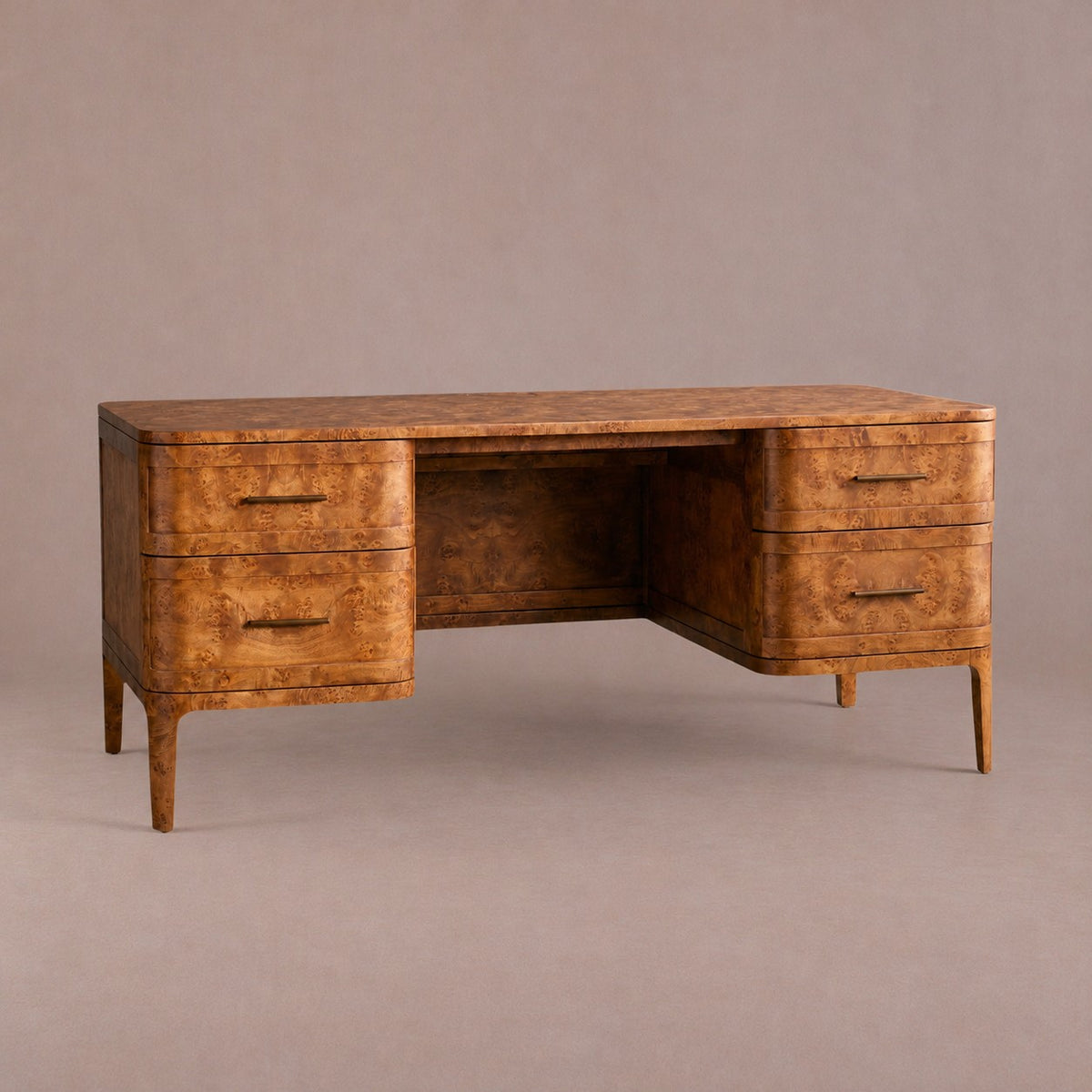 Happyarcadian Mappa Burl Wood Curved Workspace Table
