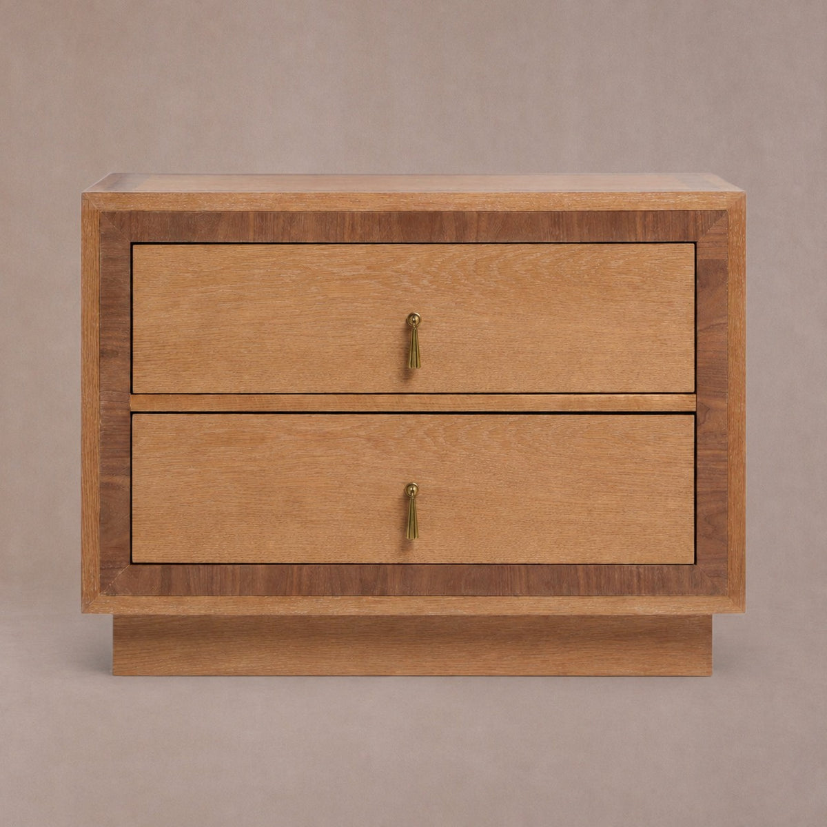 Happyarcadian Two-Drawer Oak Bedside Table