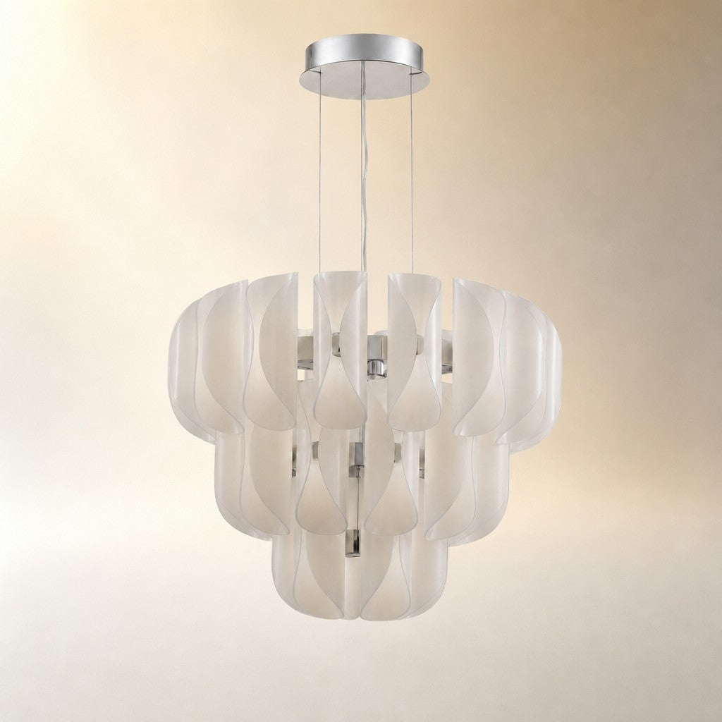 Ilyor Tiered Modern Glass Chandelier 31" D