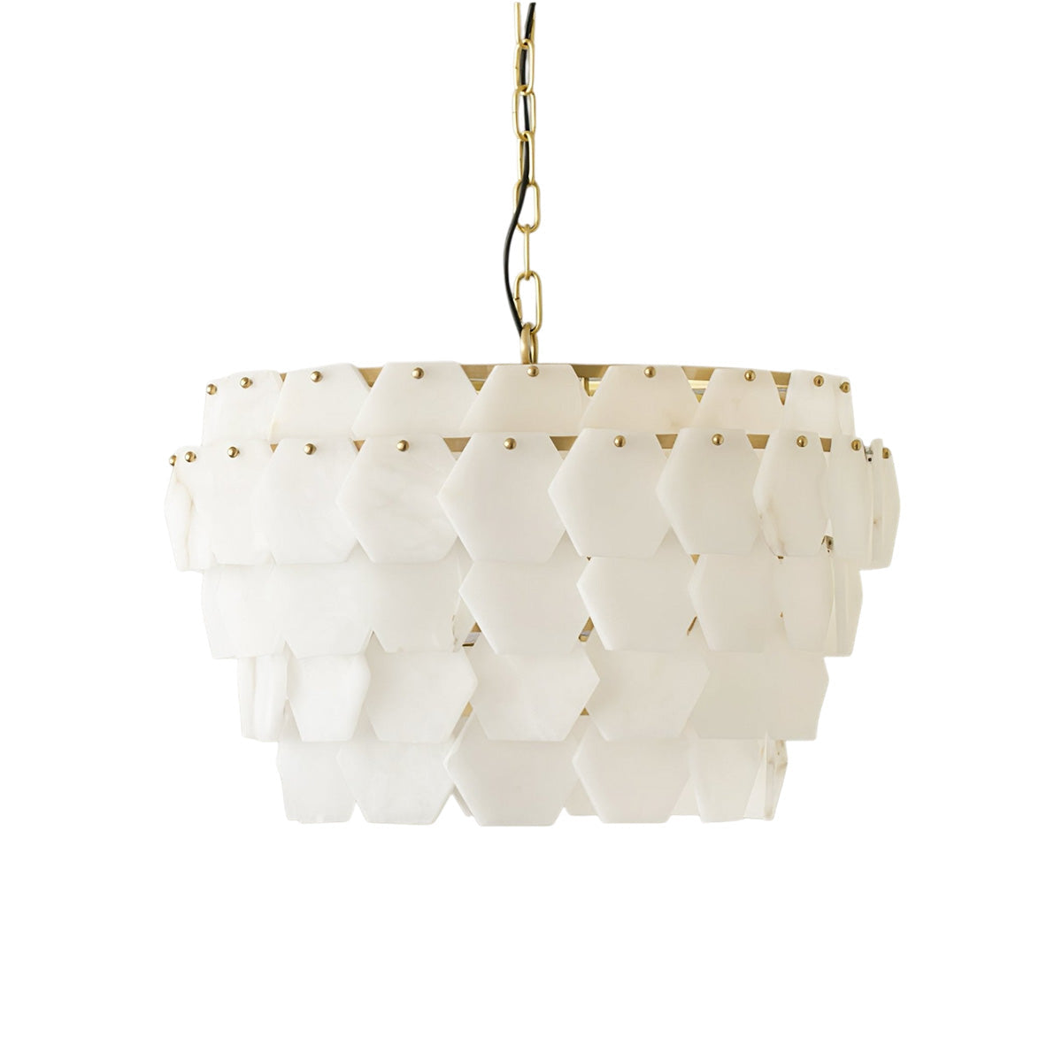 Hexa Cloud Gold & White Alabaster Pendant Light– 23.6" Diameter