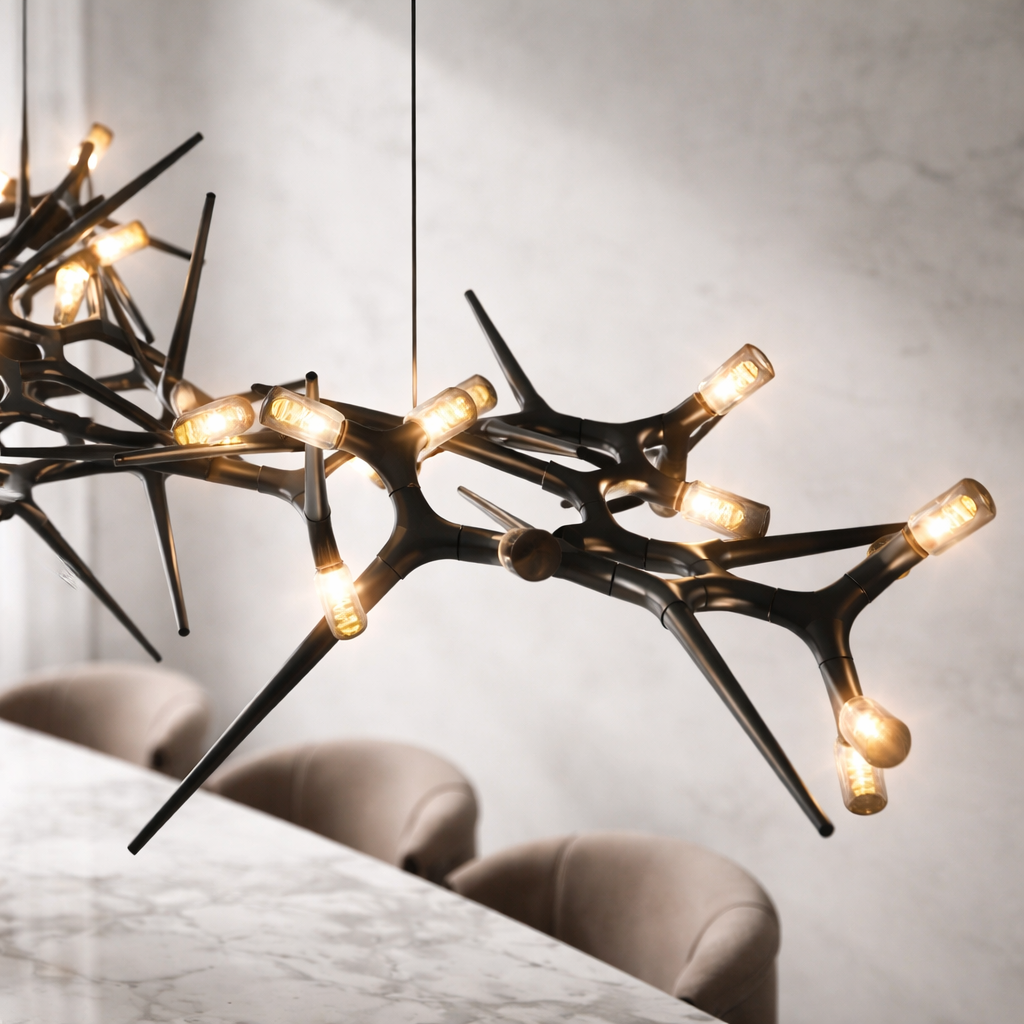 Modern LED Chandelier Adjustable Hanging Light Iron Dimmable 10-45 Bulbs Warm White Cool White