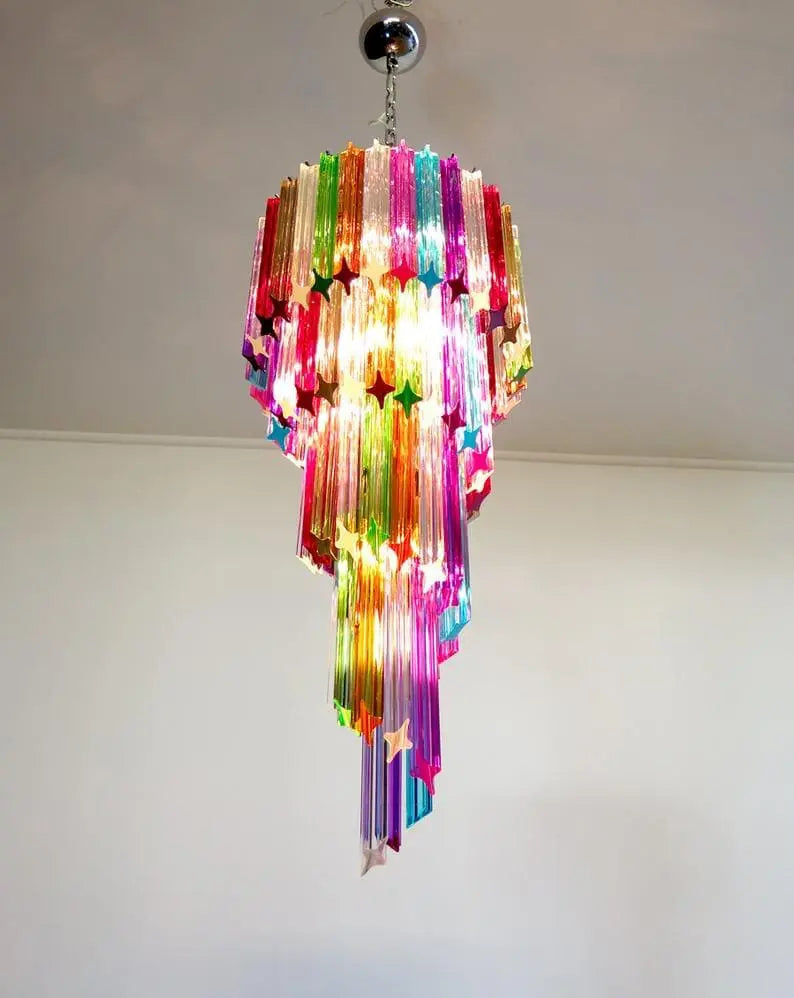 Murano chandelier – Spiral – 86 prisms – Multi