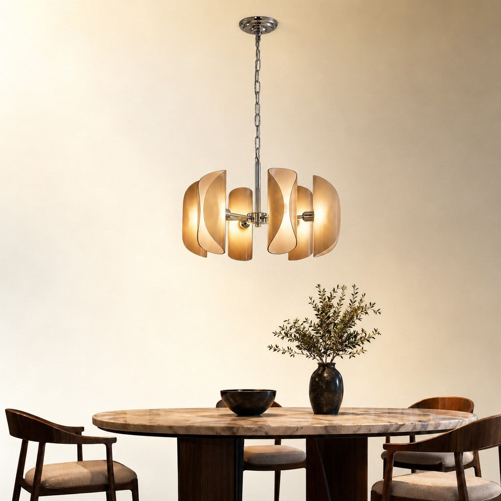 Ilyor Modern Chrome Glass Pendant Light