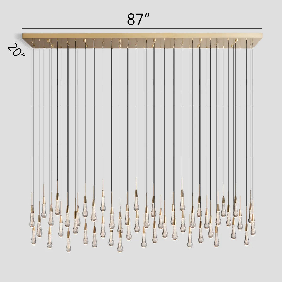Soltaire Glass Linear Chandelier 87"