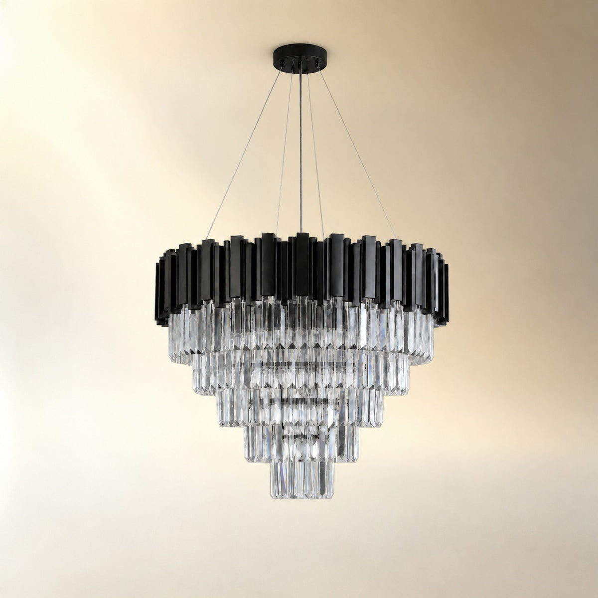 Inverted Triangle Crystal Round Pendant 700 - Black