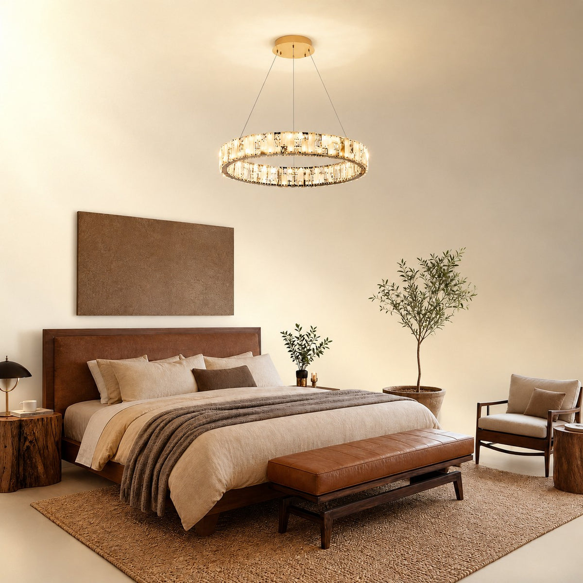 Isavan Crystal&Alabaster Round Ring Chandelier