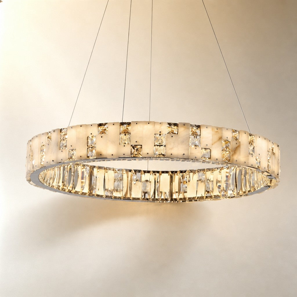 Isavan Crystal&Alabaster Round Ring Chandelier