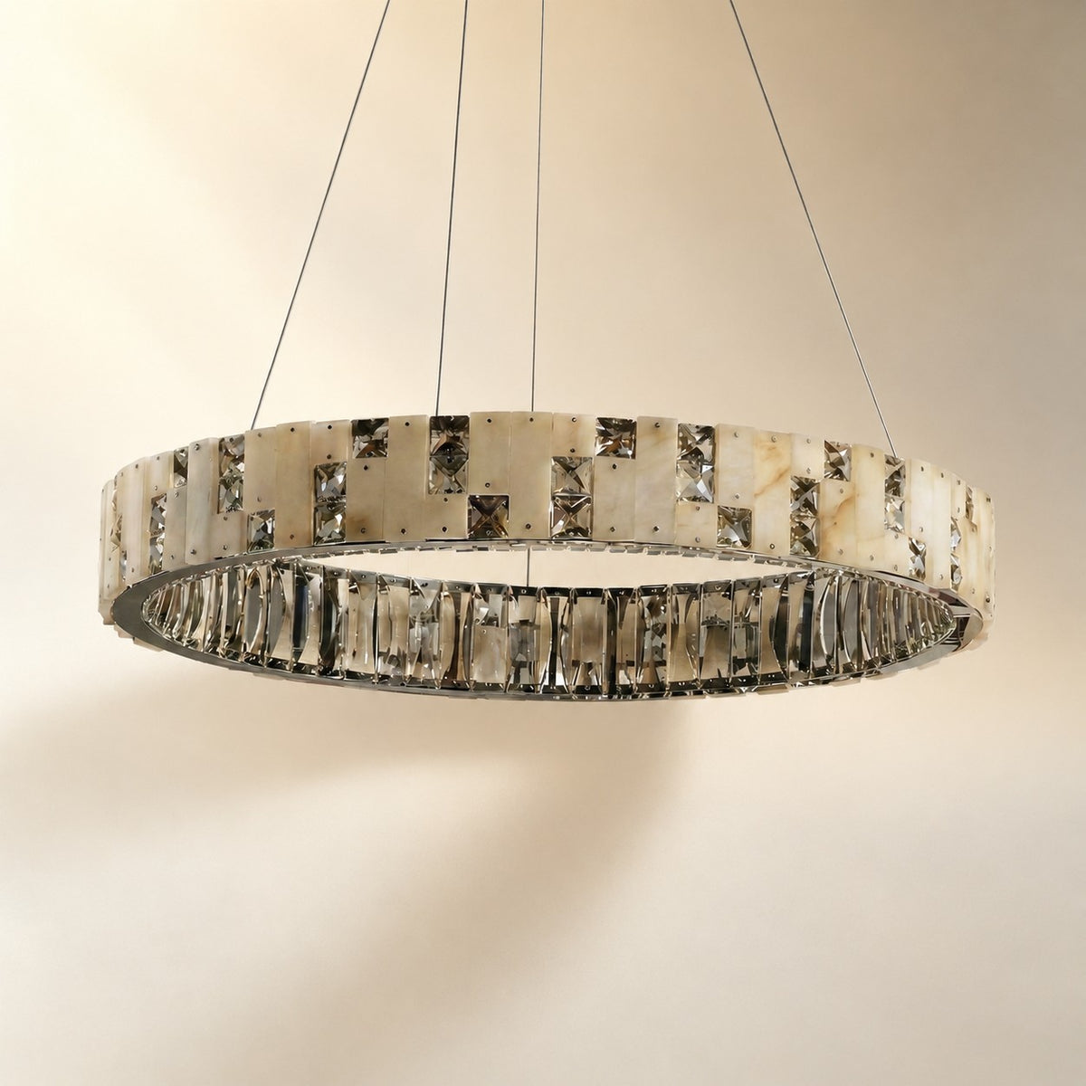 Isavan Crystal&Alabaster Round Ring Chandelier