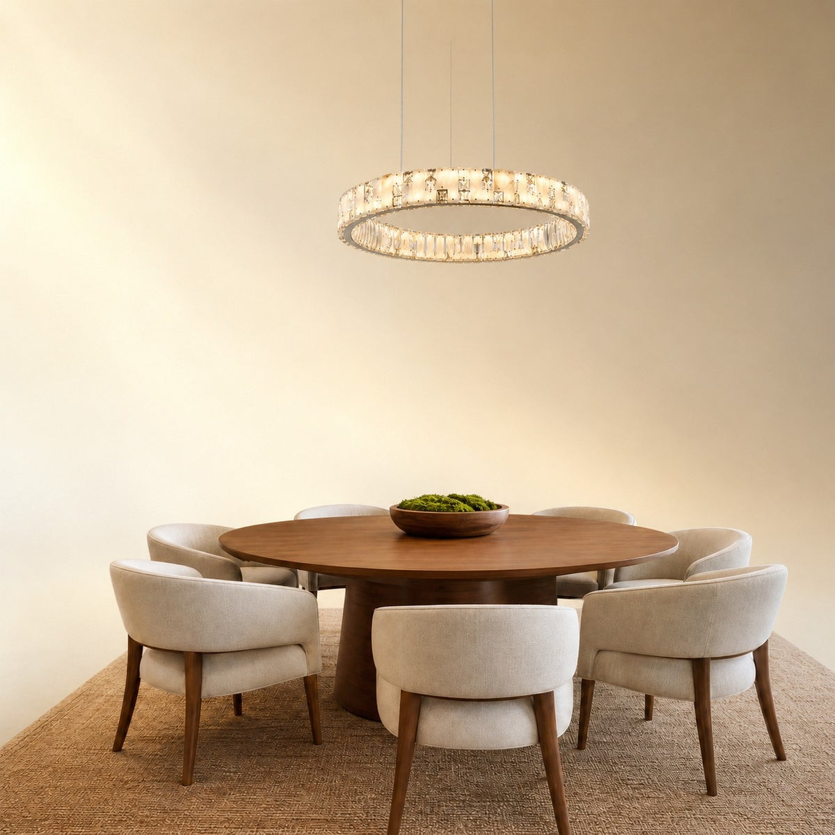 Isavan Crystal&Alabaster Round Ring Chandelier