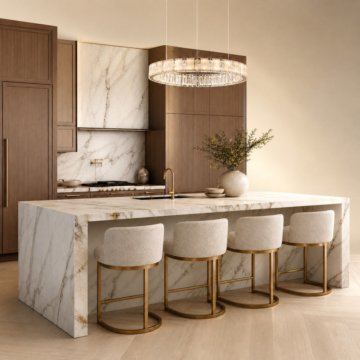Isavan Crystal&Alabaster Round Ring Chandelier