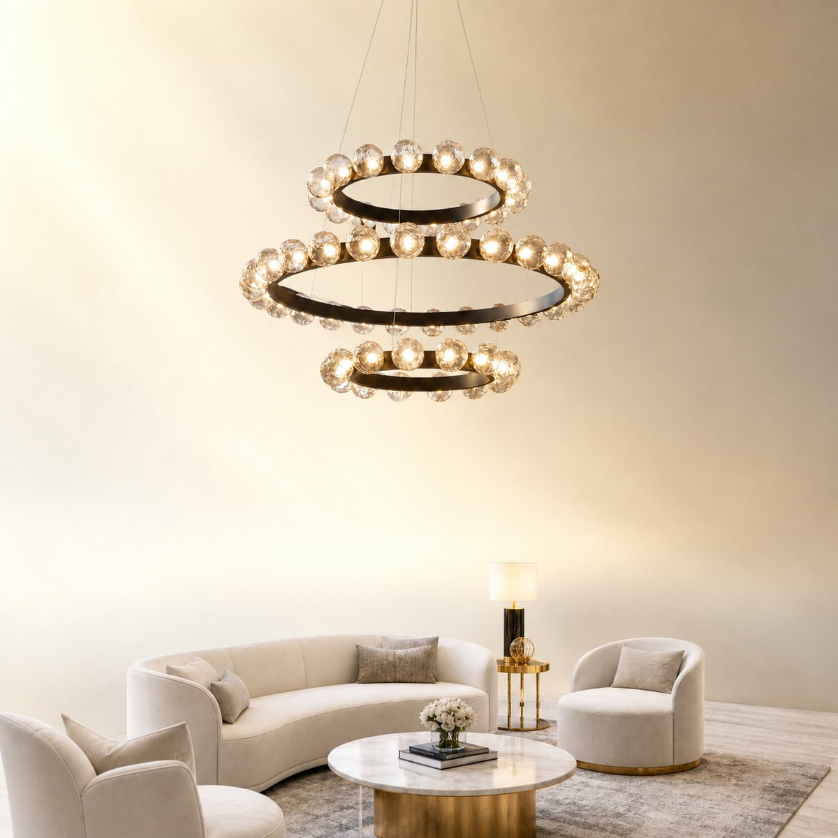 Kaivan Bubbles 3-Tier Nested Glass Chandelier