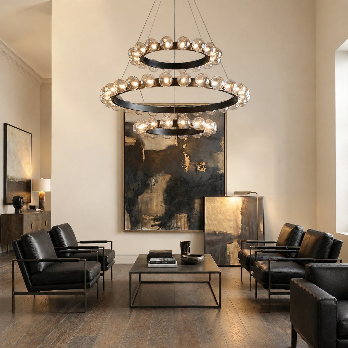 Kaivan Bubbles 3-Tier Nested Glass Chandelier