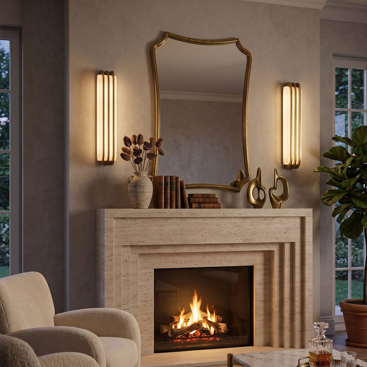 Layered Alabaster Wall Sconce