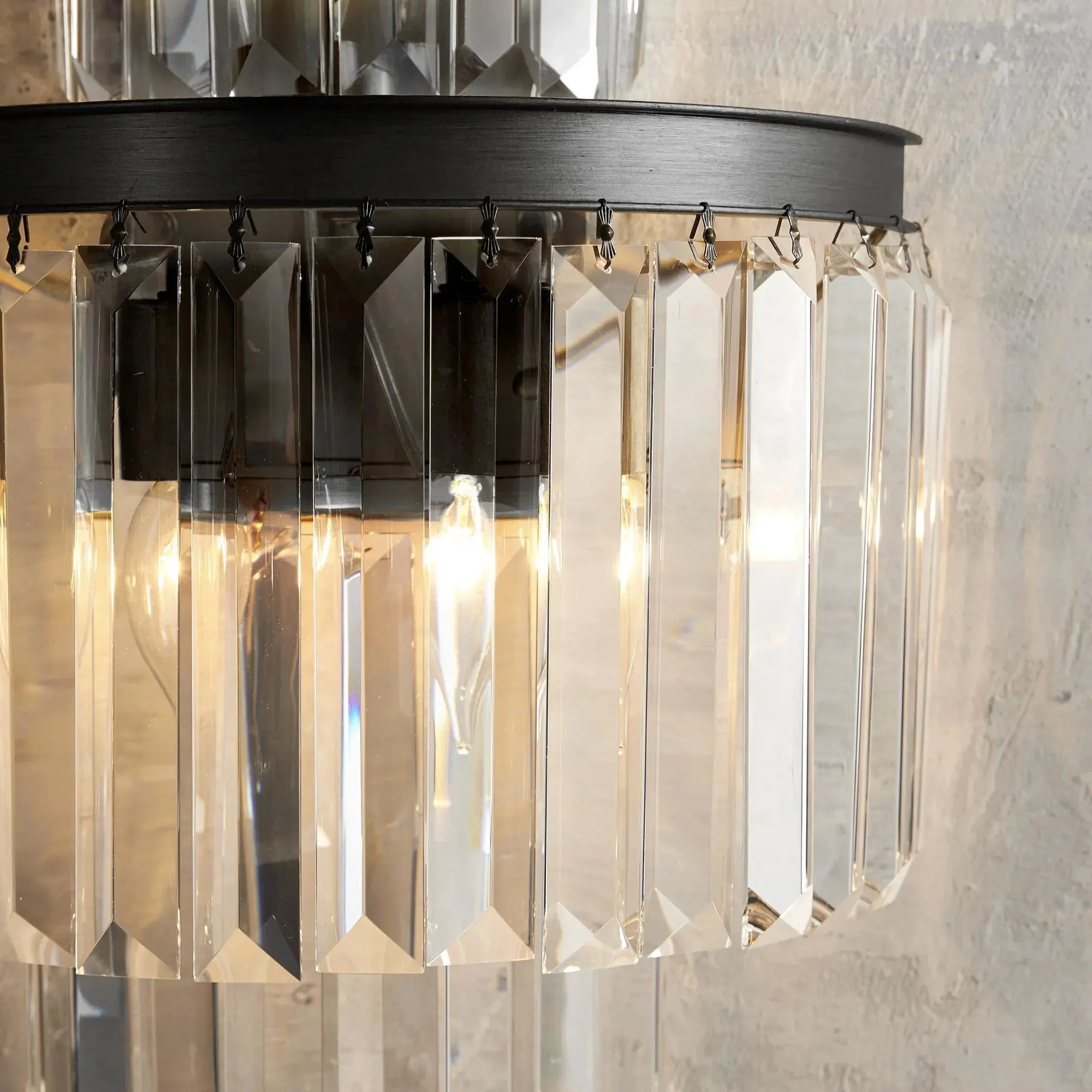 Leyland 3-Light French Art Deco Crystal Wall Sconce Brass Bronze