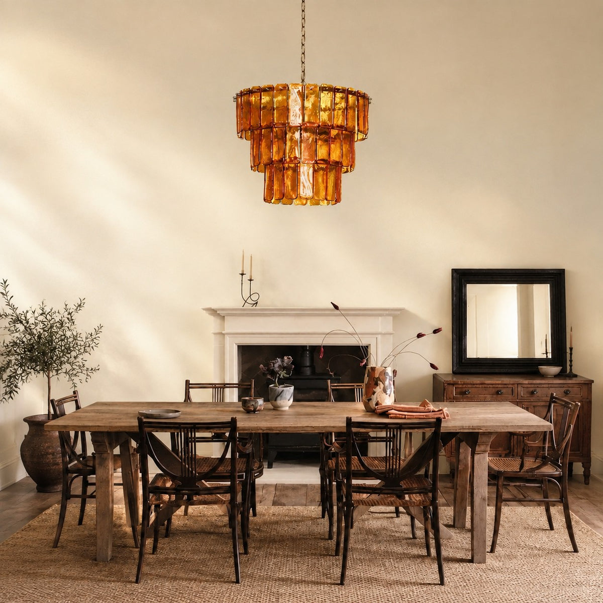Artisan Chandelier Murano Style Solenne Ember
