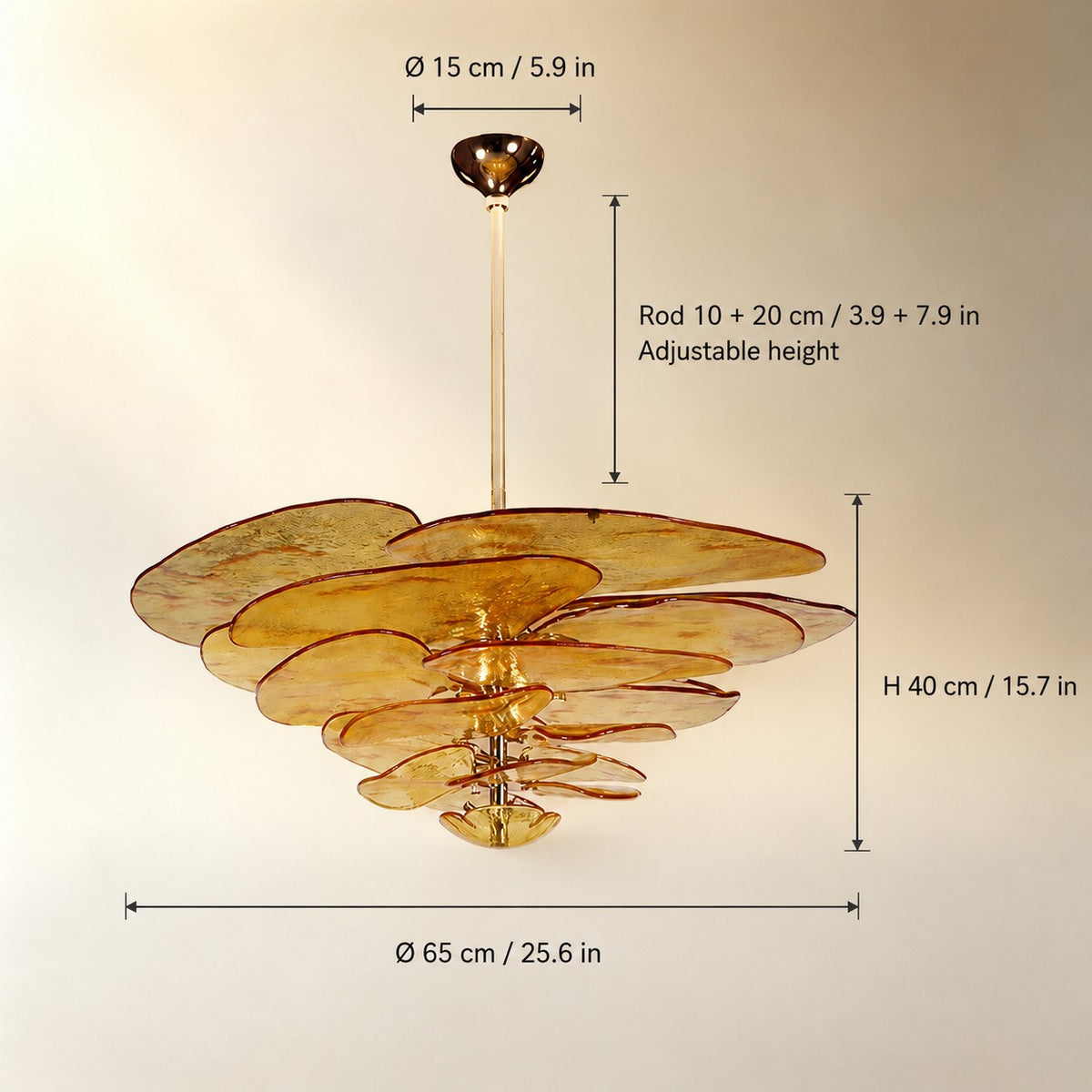 Living Room Chandelier – Artisan Murano Style Petal Cascade