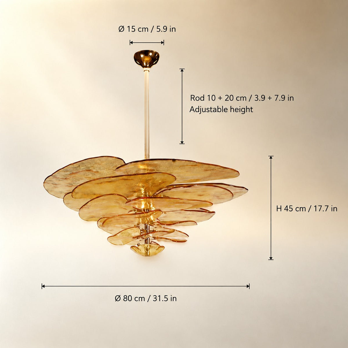 Living Room Chandelier – Artisan Murano Style Petal Cascade