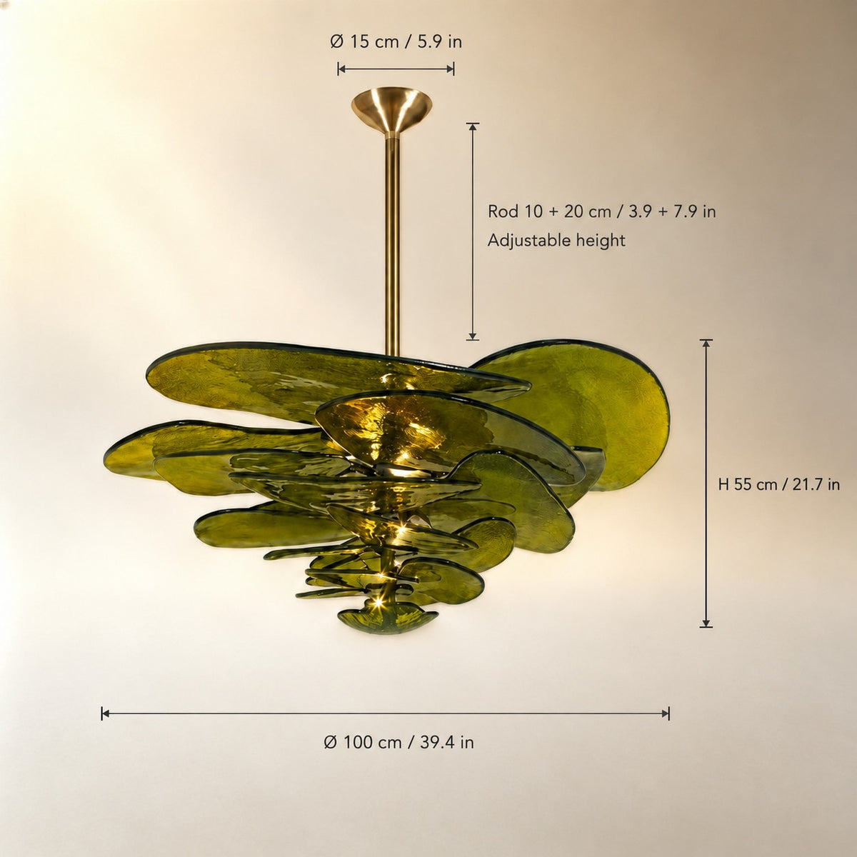 Living Room Chandelier – Artisan Murano Style Petal Cascade