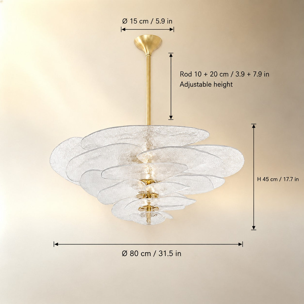 Living Room Chandelier – Artisan Murano Style Petal Cascade