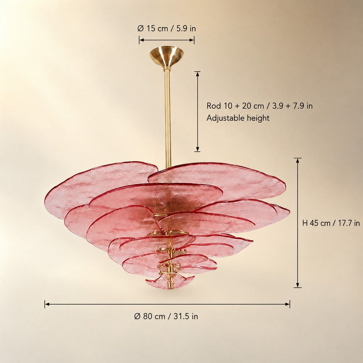 Living Room Chandelier – Artisan Murano Style Petal Cascade