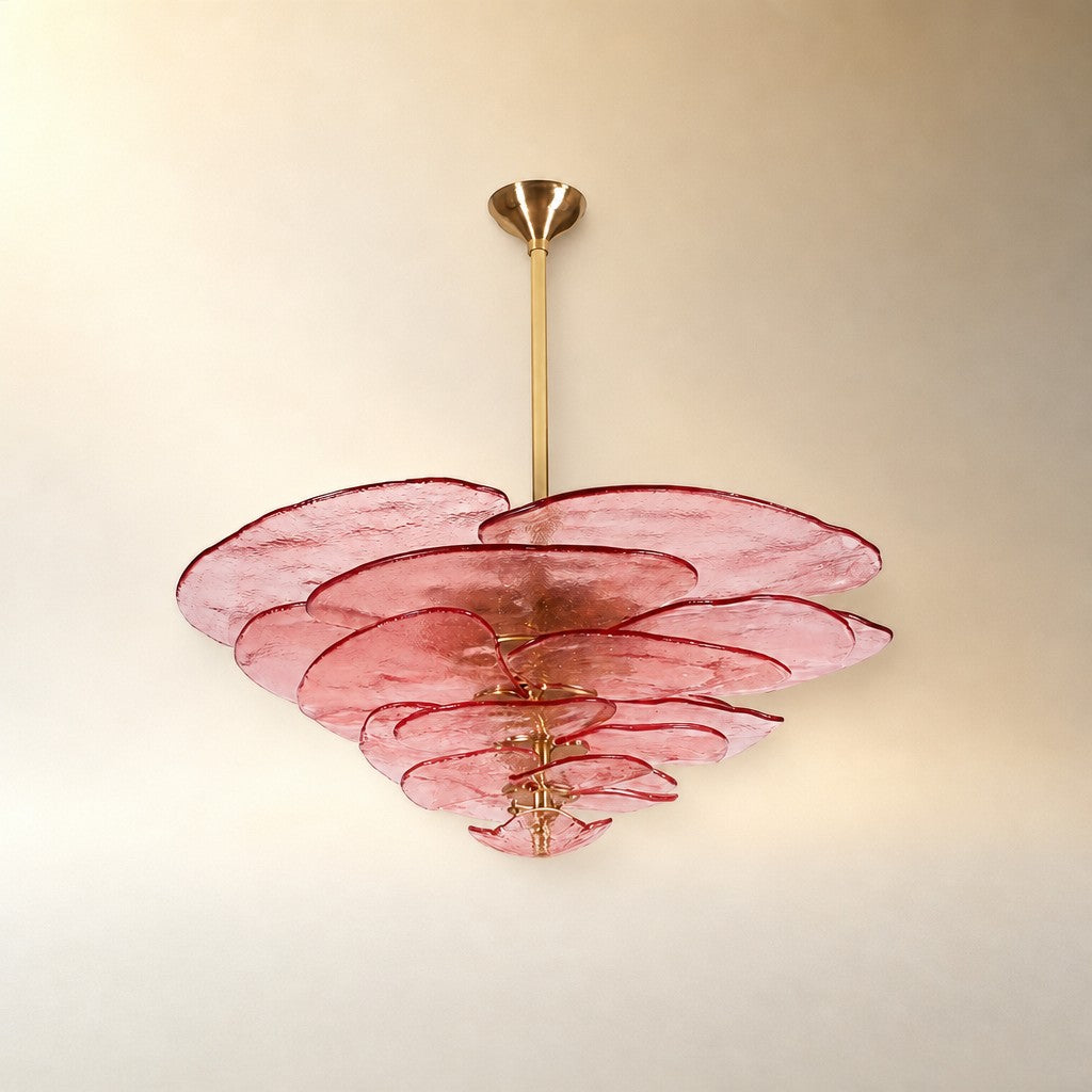 Living Room Chandelier – Artisan Murano Style Petal Cascade