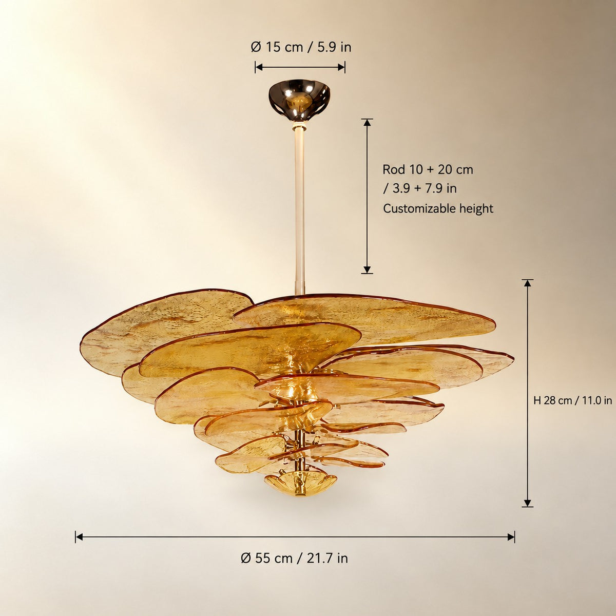 Living Room Chandelier – Artisan Murano Style Petal Cascade