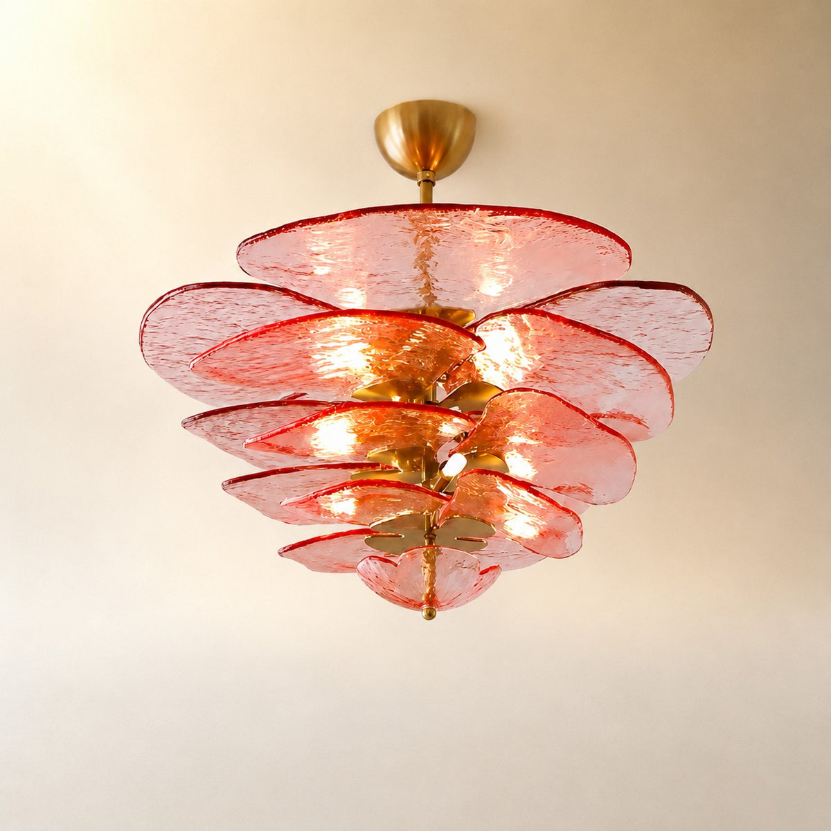 Living Room Chandelier – Artisan Murano Style Petal Cascade